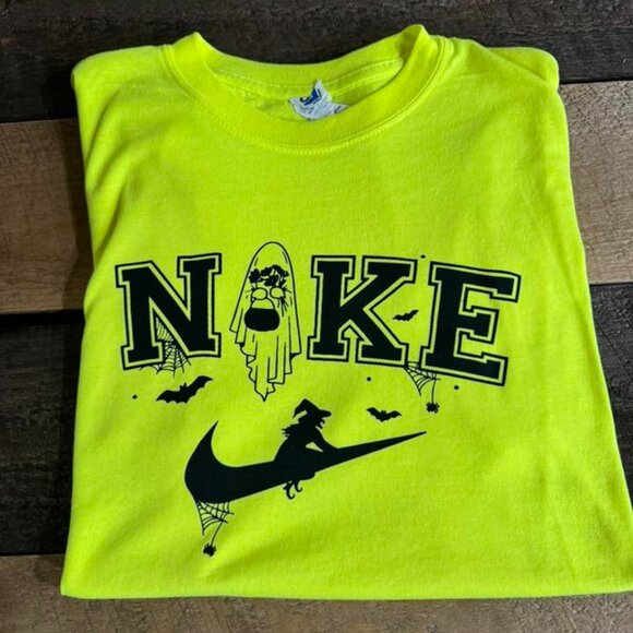 Size M - Neon Yellow Nike Halloween Tee - $20 - Picture 1 of 1